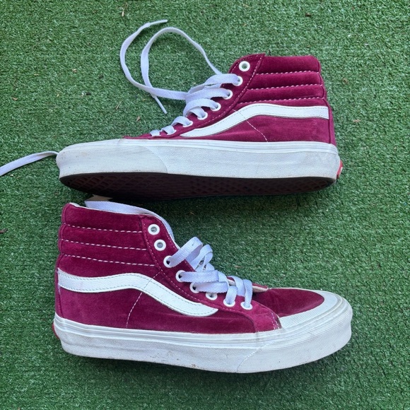 VANS SK8 Hi Beet Red Suede Retro Skateboard Shoes Size 5.5 Men 7 Women - Picture 2 of 7